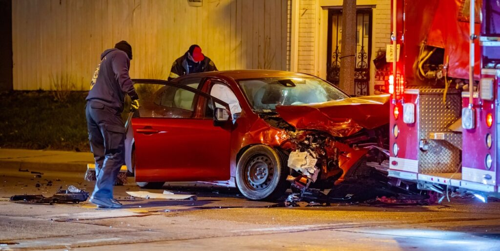 Winslow Car Accident Scene With First Responders